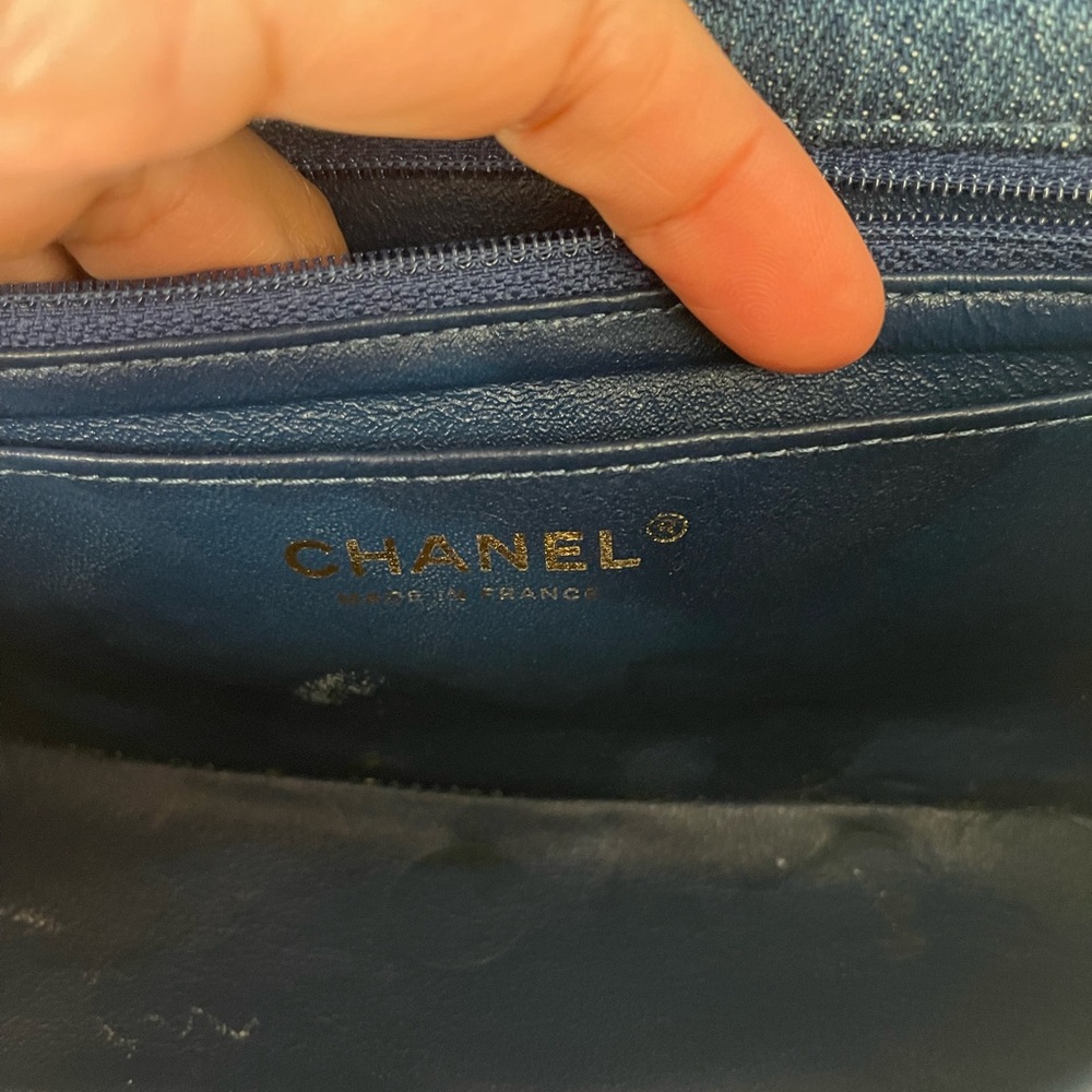 Chanel Blue and Gold Quilted Crossbody Bag Mini - Picture 12 of 15